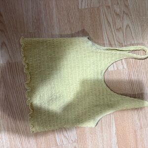 Yellow Ribbed Tank Crop Top